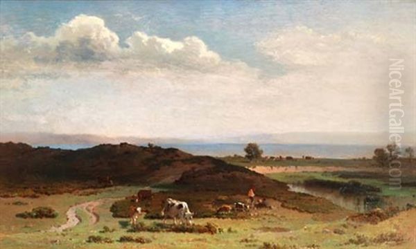 Weite Landschaft Mit Weidendem Vieh Oil Painting by Jacques Dunant