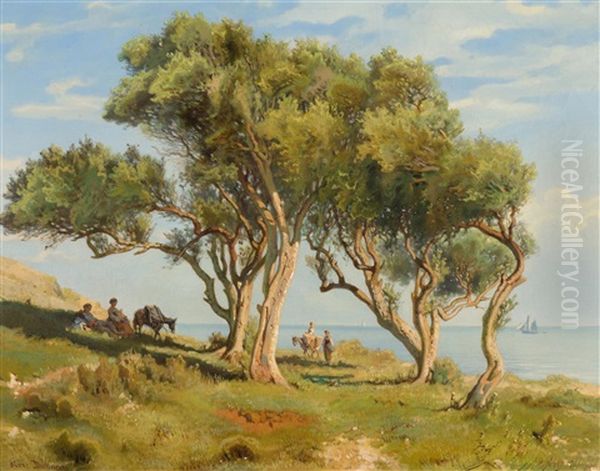 Bord De La Mediterranee Oil Painting by Jean-Marc Dunant-Vallier