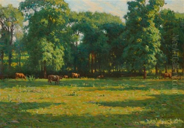 Pasture And Woodland Oil Painting by Harold C. Dunbar