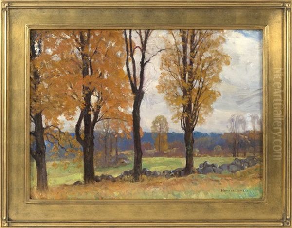 Autum [sic] Trees Near The Old Quaker Road, North Easton Oil Painting by Harold C. Dunbar