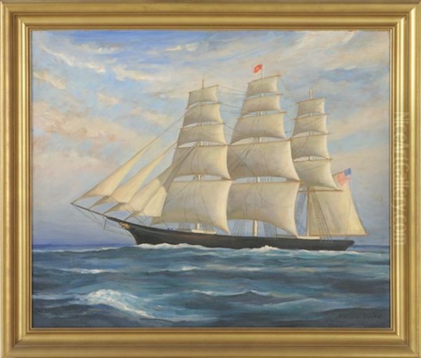 Ship At Sea Oil Painting by Harold C. Dunbar