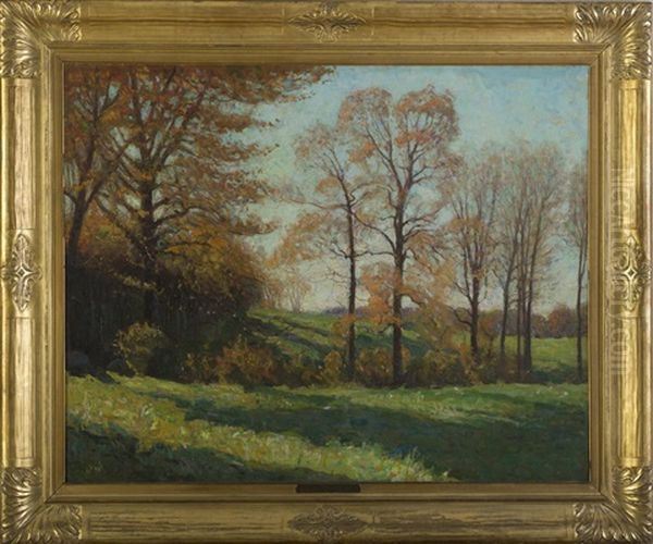 Trees In Early Autumn Oil Painting by Harold C. Dunbar