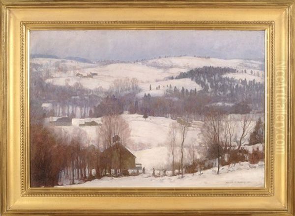 Massachusetts Snow, Likely The Blue Hills Oil Painting by Harold C. Dunbar