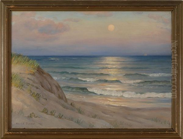 Coastal Dune Scene At Sunrise Oil Painting by Harold C. Dunbar