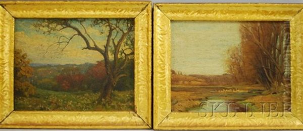 River View (+ Distant View; 2 Works) Oil Painting by Harold C. Dunbar