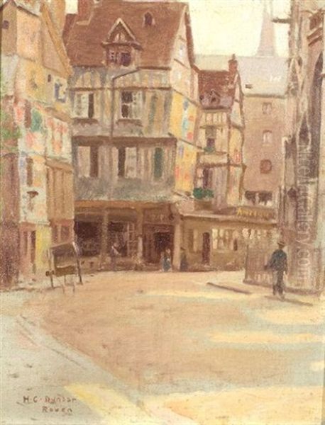 European Street Scene, Rouen Oil Painting by Harold C. Dunbar