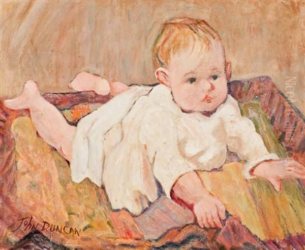 Portrait Of A Baby Oil Painting by John Duncan