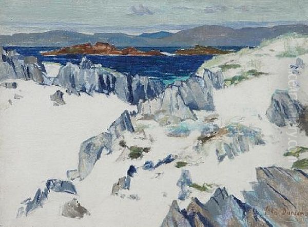 Rocks, Iona Oil Painting by John Duncan