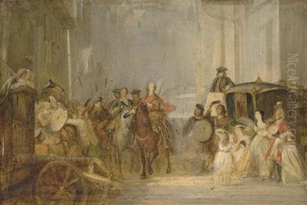 The Entrance Of Prince Charles Edward Stuart To Edinburgh (sketch) Oil Painting by Thomas Duncan