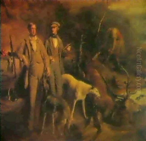 Portriat Of Robert And Thomas George Barclay Out Stalking Oil Painting by Thomas Duncan