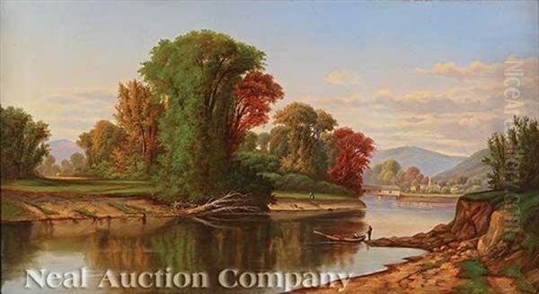 Ohio River Valley Landscape Oil Painting by Robert Scott Duncanson