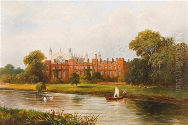 Eton From The Thames Oil Painting by Albert Dunington