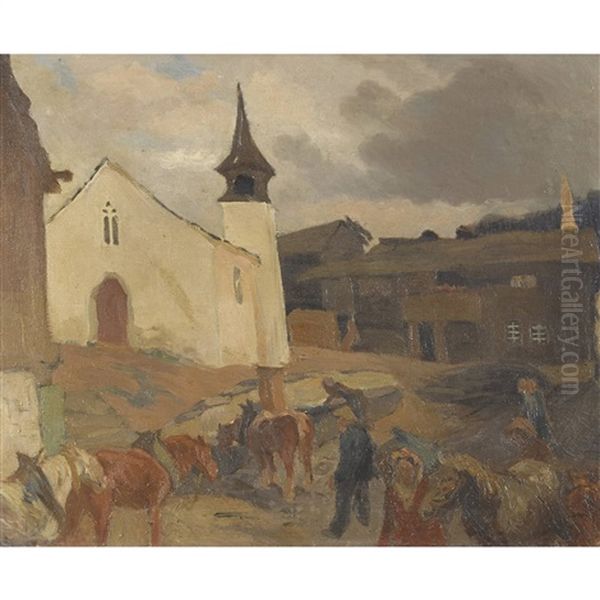 Village Dans Le Haut-valais Oil Painting by Louis Dunki