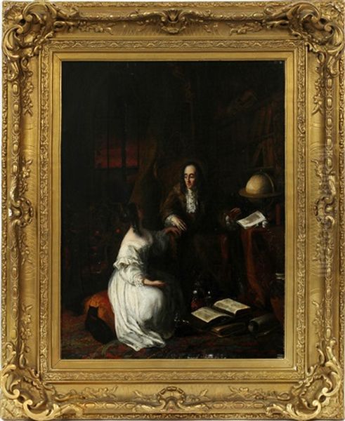 Interior Courting Scene Oil Painting by William Dunlap