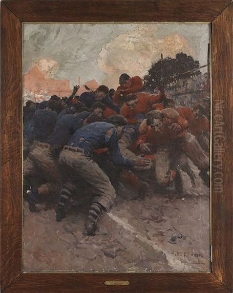 Illustration Of A Rugby Match by Harvey Dunn