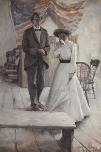 Alicia, I Couldn't Think Nothin That Was Agin--you (illus. For The Justice Of Gideon, Saturday Evening Post Story, August 28 1909) Oil Painting by Harvey Dunn