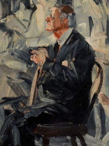 Seated Man With Cane by Harvey Dunn