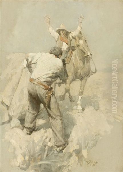 The Pony Express Rider And Road-agent by Harvey Dunn