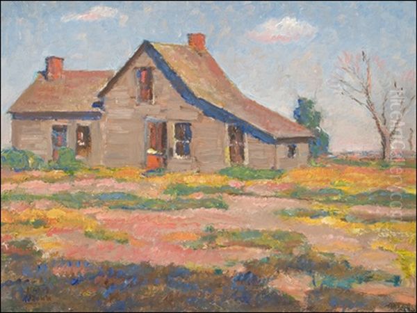 Farm House (+ Green Field; Pair) Oil Painting by Harvey Dunn