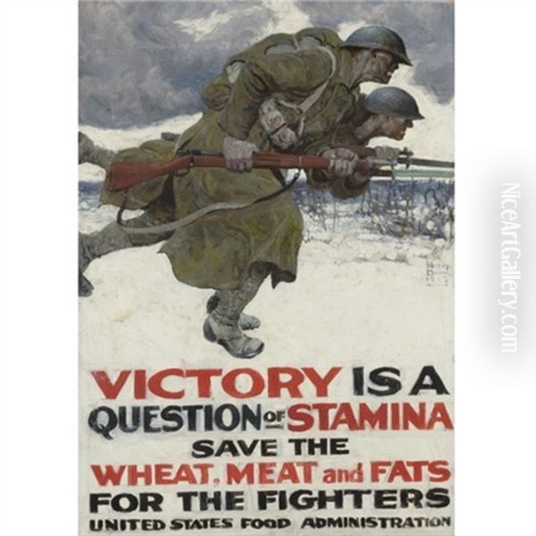 Victory Is A Question Of Stamina Oil Painting by Harvey Dunn