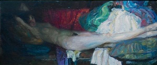 Reclining Nude In Light And Shadow Oil Painting by Harvey Dunn