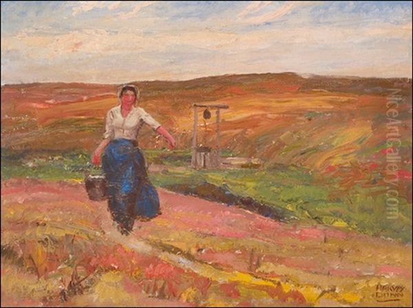 Pioneer Woman Oil Painting by Harvey Dunn