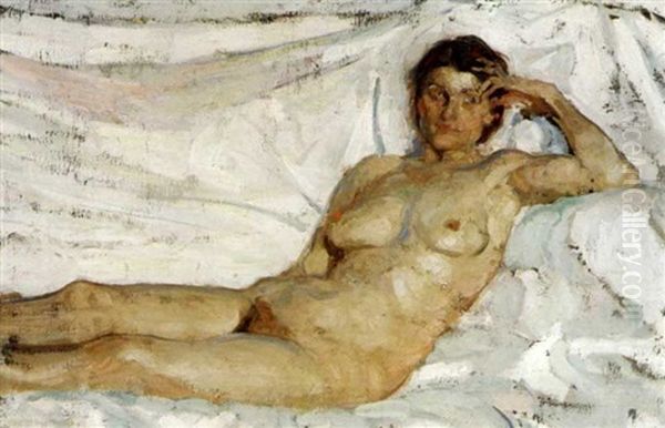 Auburn Nude Oil Painting by Harvey Dunn