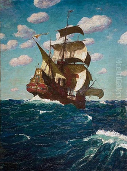 Galleon In High Seas Oil Painting by Harvey Dunn