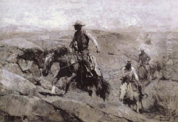 Cowboys Going Up Defile Oil Painting by Harvey Dunn