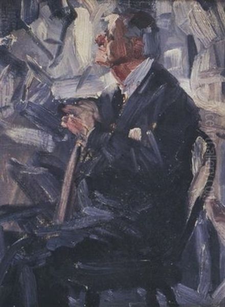 Seated Man With Cane Oil Painting by Harvey Dunn