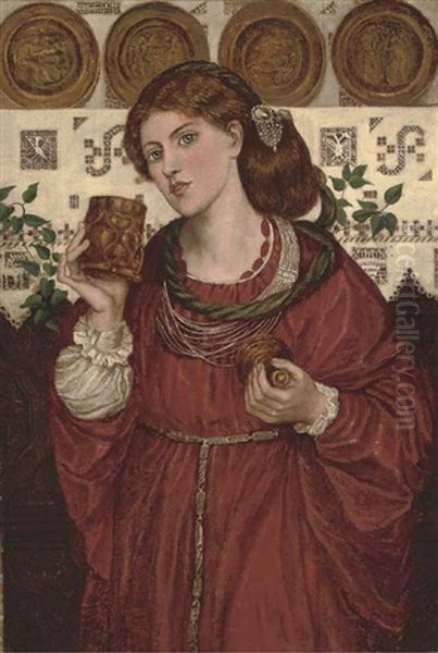 The Loving Cup (after Dante Gabriel Rossetti) Oil Painting by Henry Treffry Dunn