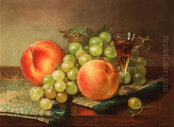 Still Life With Peaches, Grapes And Wine by Robert Spear Dunning