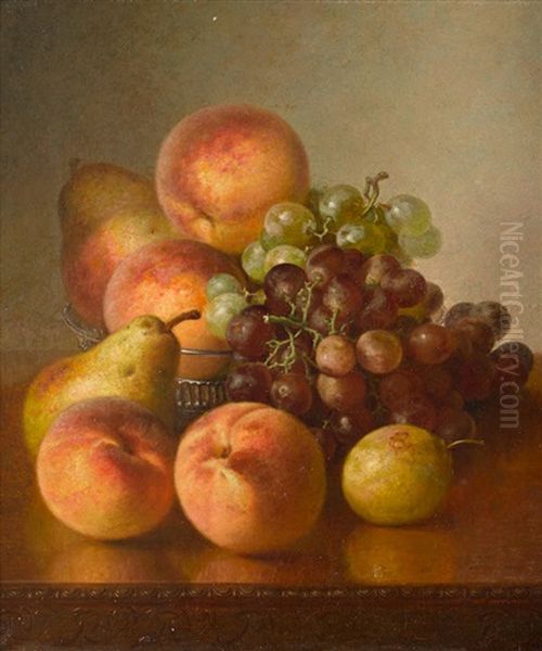 Still Life With Peaches, Pears, Grapes And Plum Oil Painting by Robert Spear Dunning