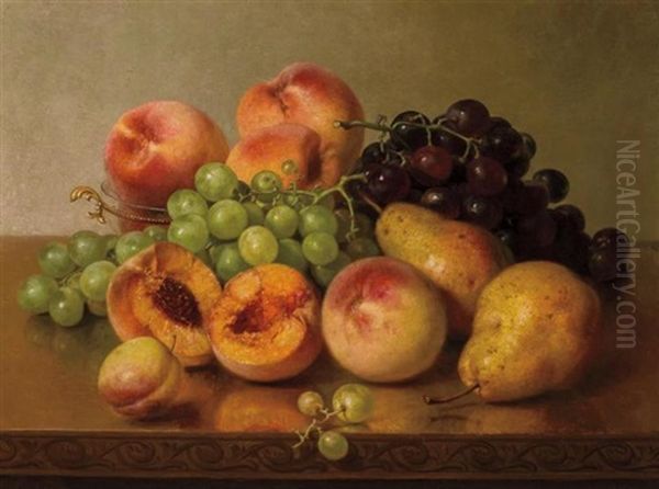 Still Life With Peaches, Pears And Grapes Oil Painting by Robert Spear Dunning