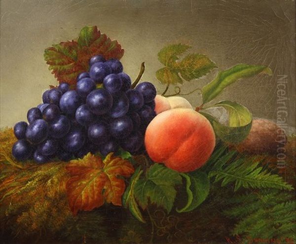 Still Life With Grapes And Peaches Oil Painting by Robert Spear Dunning