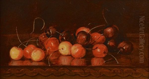 Still Life Of Cherries Oil Painting by Robert Spear Dunning