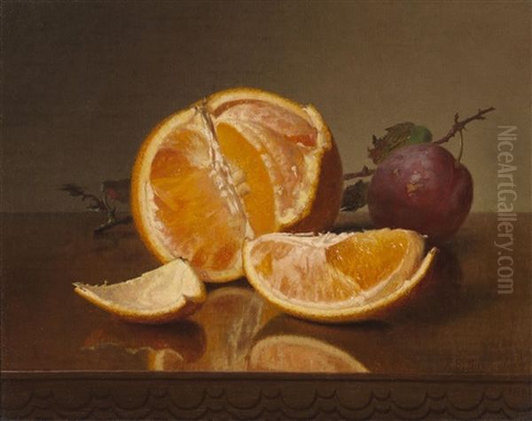 Still Life With Orange And Plum Oil Painting by Robert Spear Dunning