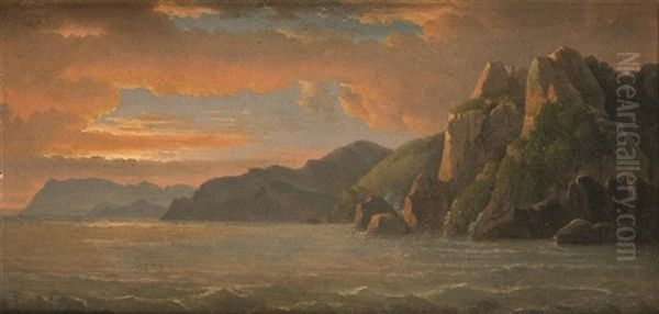 Vue Des Cotes D'italie Oil Painting by Alexandre Hyacinthe Dunouy