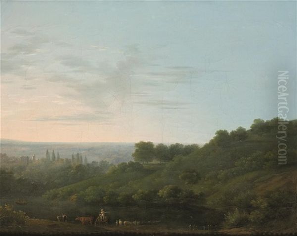 Paysage Au Troupeau Oil Painting by Alexandre Hyacinthe Dunouy