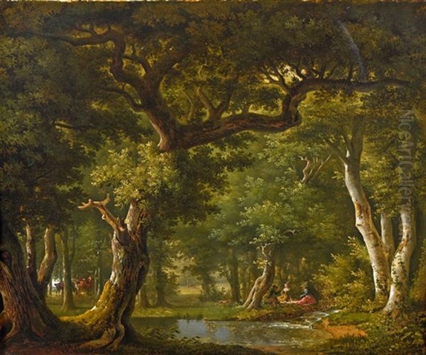 Pique-nique Dans Un Sous-bois Oil Painting by Alexandre Hyacinthe Dunouy