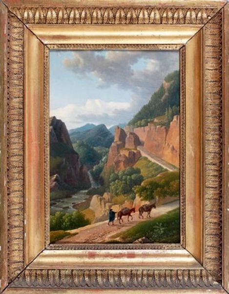 Vue D'une Vallee En Italie Oil Painting by Alexandre Hyacinthe Dunouy