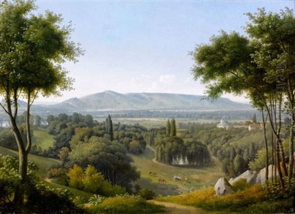 Paysage D'ile-de-france Oil Painting by Alexandre Hyacinthe Dunouy