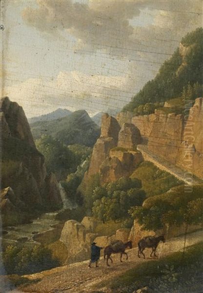 Paysage De La Vallee Alpine Oil Painting by Alexandre Hyacinthe Dunouy