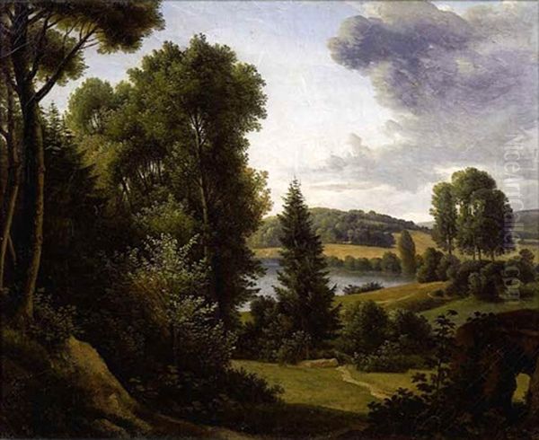 L'etang De Ville D'avray Oil Painting by Alexandre Hyacinthe Dunouy