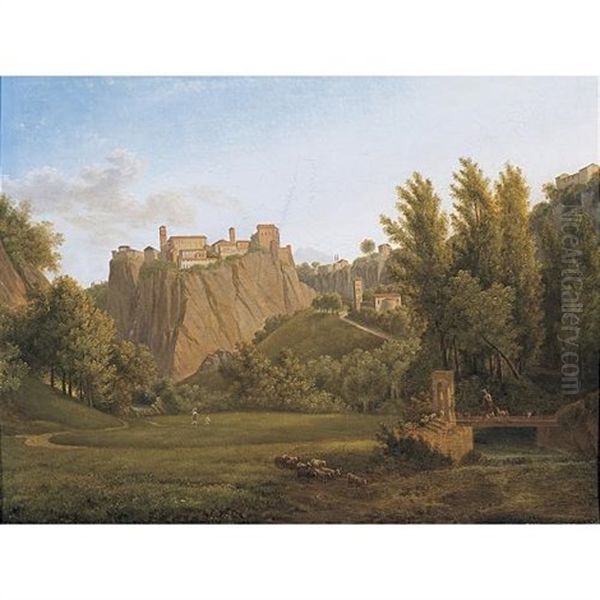 View Of The Waterfalls At Tivoli Oil Painting by Alexandre Hyacinthe Dunouy