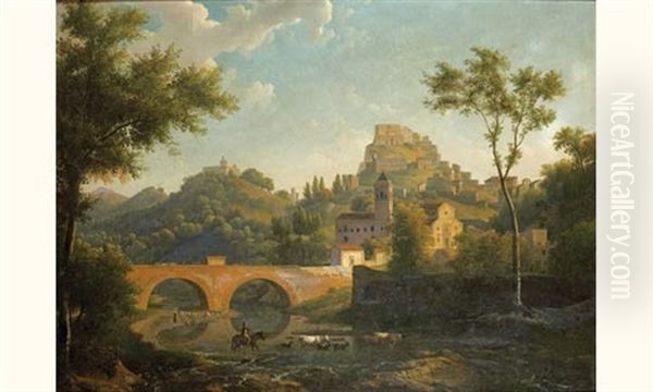 Vue De Subiaco Oil Painting by Alexandre Hyacinthe Dunouy