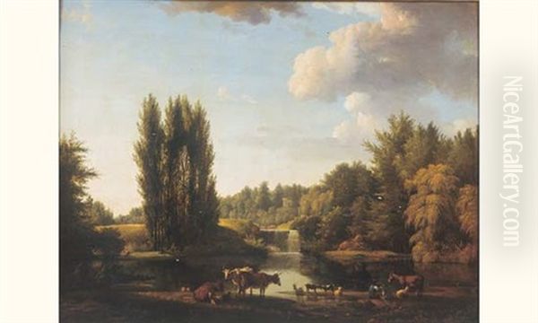 Vue Du Parc D'ermenonville Oil Painting by Alexandre Hyacinthe Dunouy