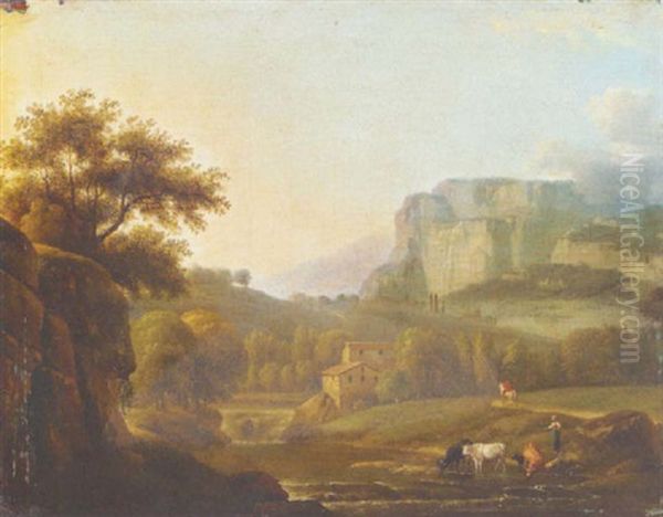 Paysage Montagneux Oil Painting by Alexandre Hyacinthe Dunouy