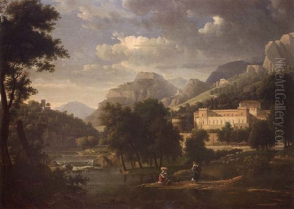 Vue Sur Une Villa Italienne Oil Painting by Alexandre Hyacinthe Dunouy