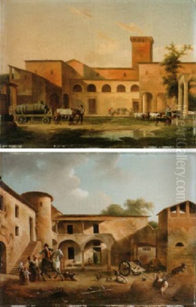 Italienische Hofszene by Alexandre Hyacinthe Dunouy